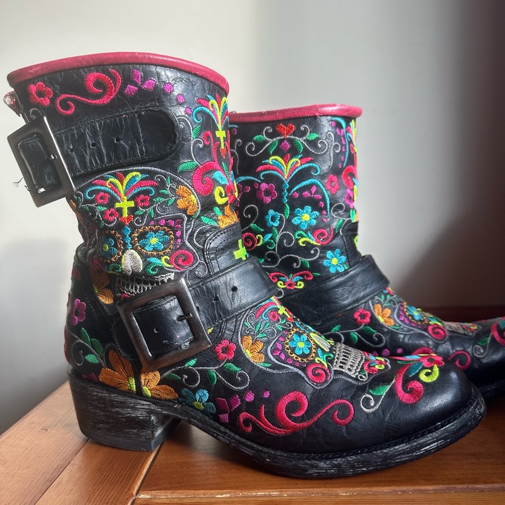 Old Gringo Klak Black Multicolor Embroidered Boots